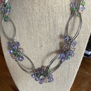 Pretty 16” bead and silver necklace with lobster claw clasp and extender